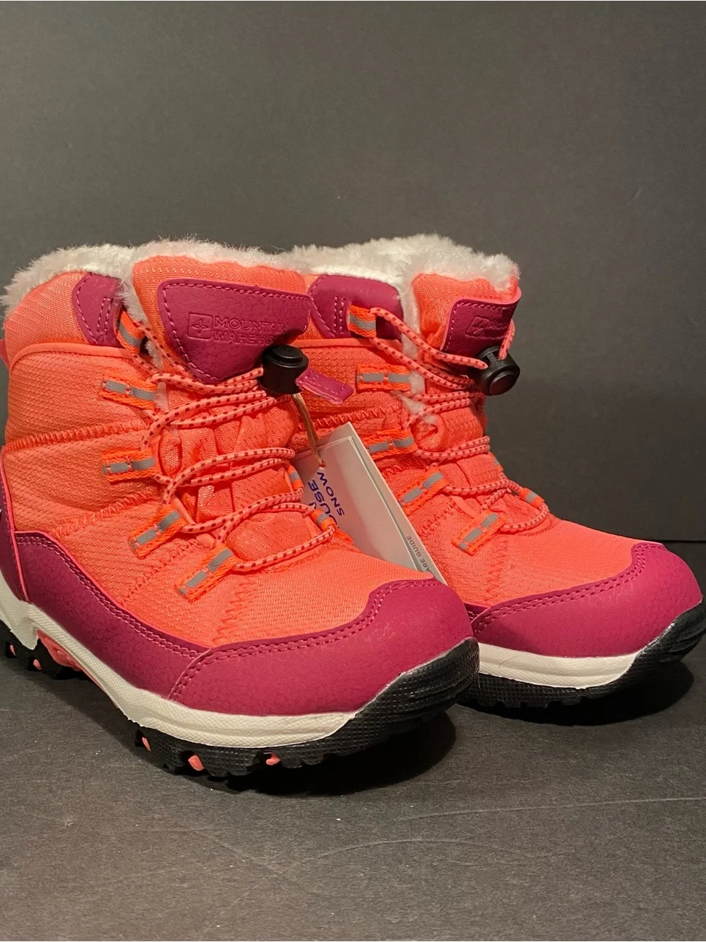 NWT Mountain Warehouse Comet Kids Size 12 Waterproof Snow Boots Coral/Magenta